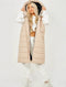 RISING WOMEN’S QUILT HOODED LONG JACKET - BEIGE